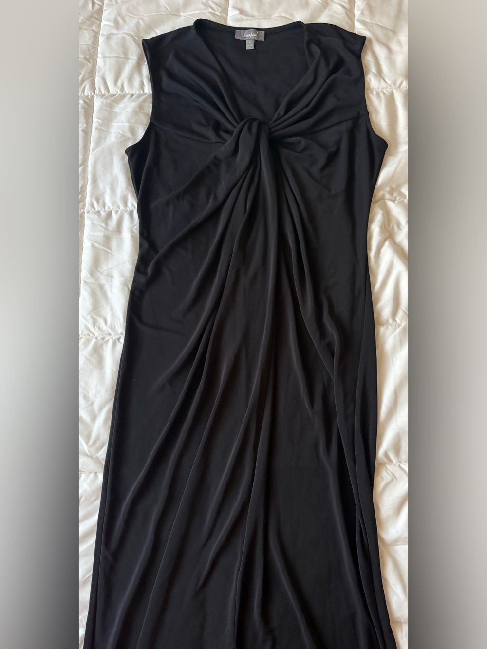Neiman Marcus Black Twist-Front Maxi Dress